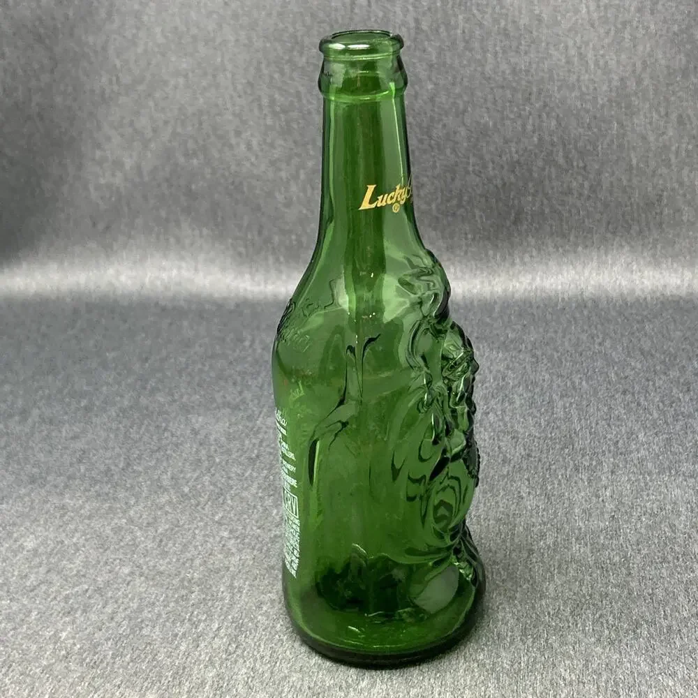 Lucky Buddha Beer Bottle Green Glass Empty Collectible Barware Decor
